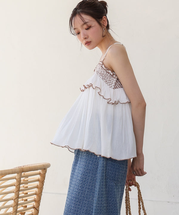 レーヨンクレープスモッキングキャミソール