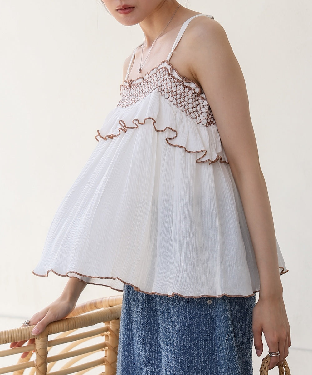 レーヨンクレープスモッキングキャミソール