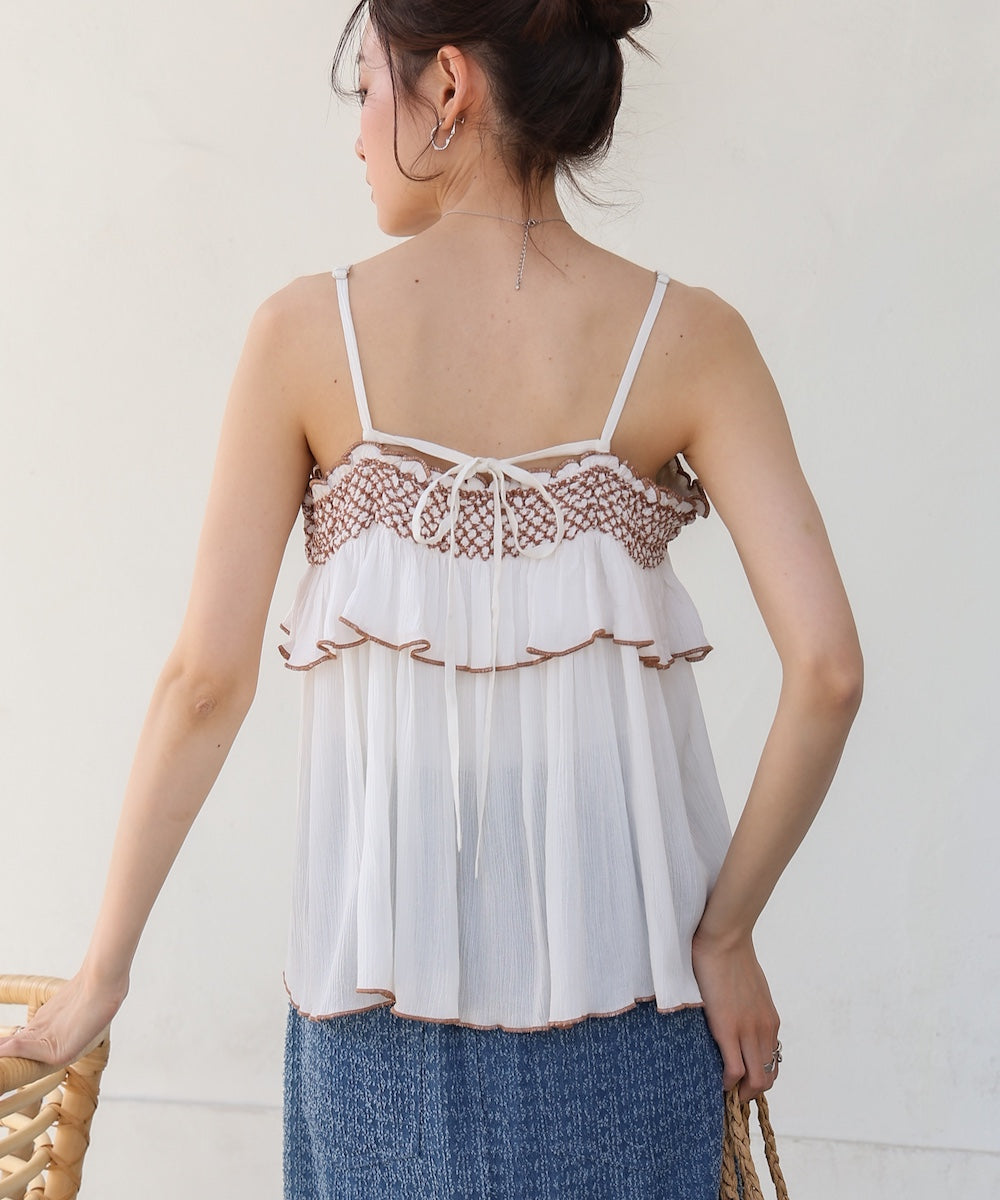 レーヨンクレープスモッキングキャミソール