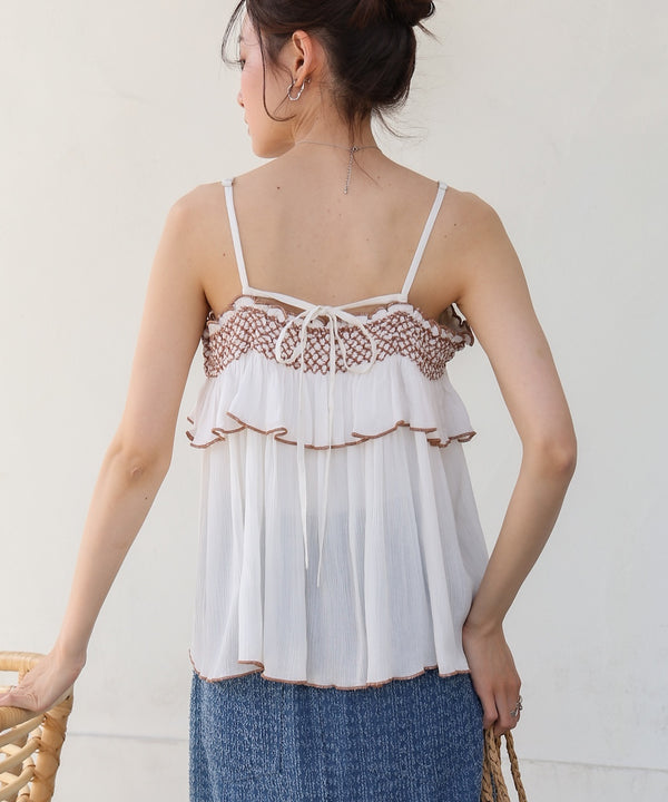 レーヨンクレープスモッキングキャミソール