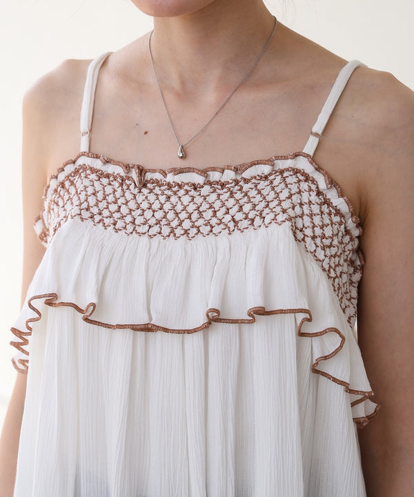 レーヨンクレープスモッキングキャミソール