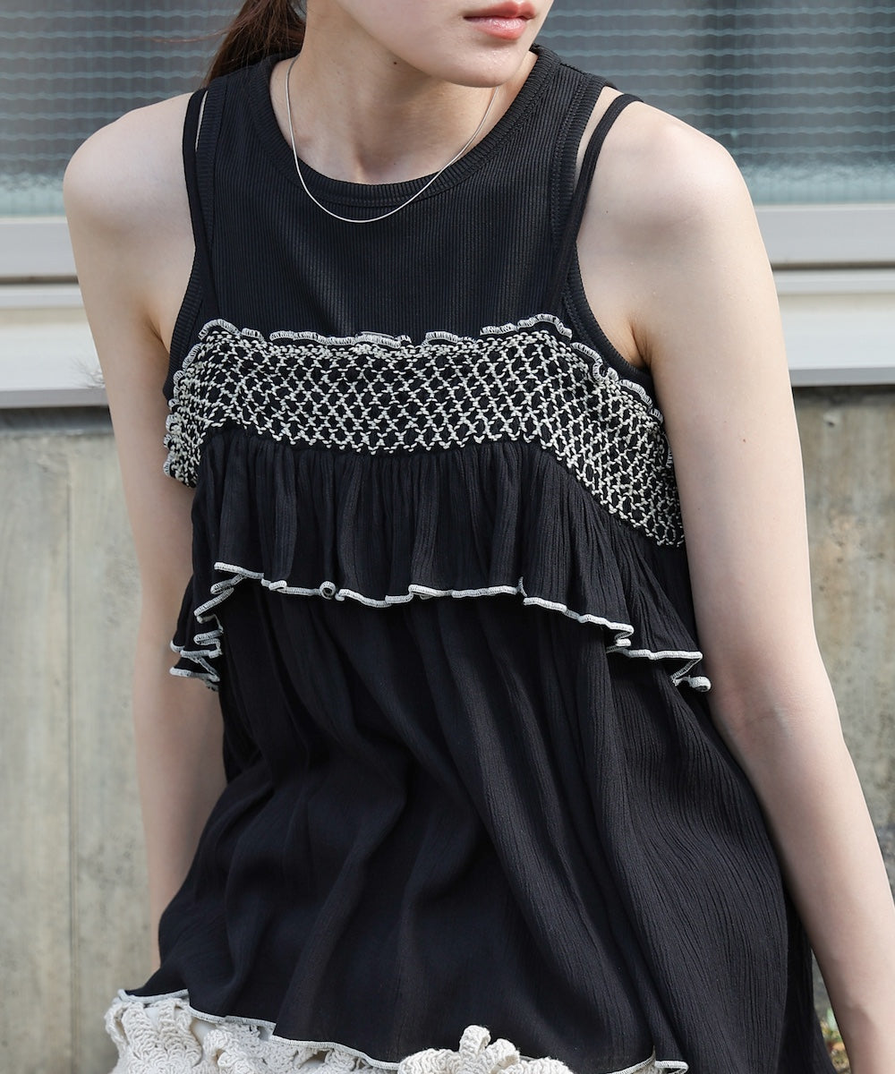 レーヨンクレープスモッキングキャミソール