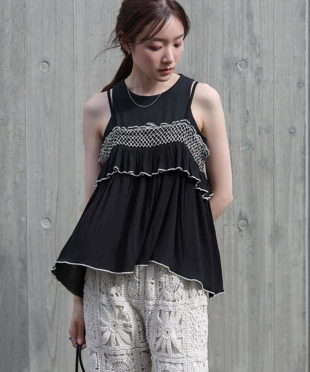 レーヨンクレープスモッキングキャミソール