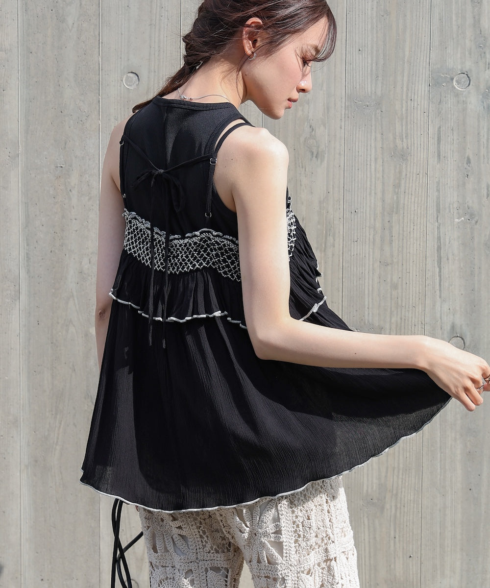 レーヨンクレープスモッキングキャミソール