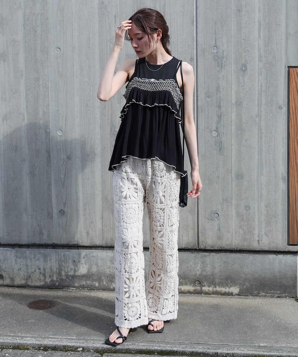 レーヨンクレープスモッキングキャミソール