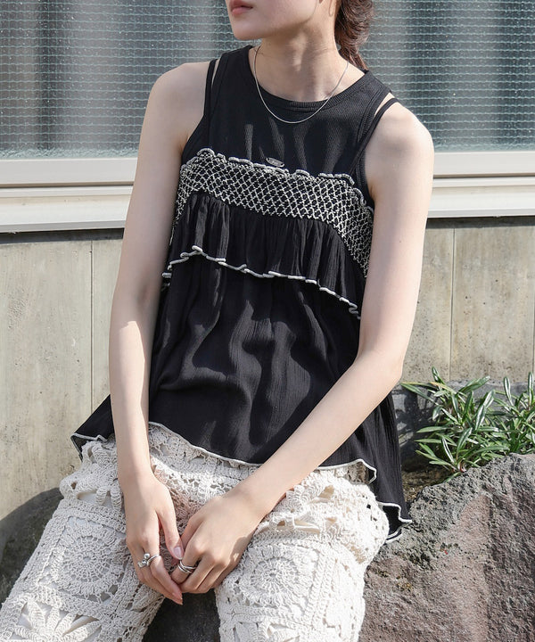 レーヨンクレープスモッキングキャミソール