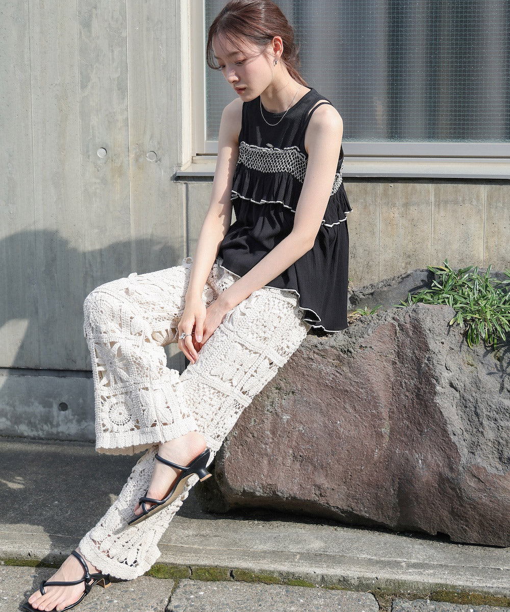 レーヨンクレープスモッキングキャミソール