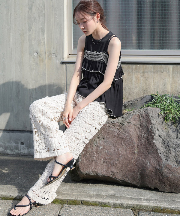 レーヨンクレープスモッキングキャミソール