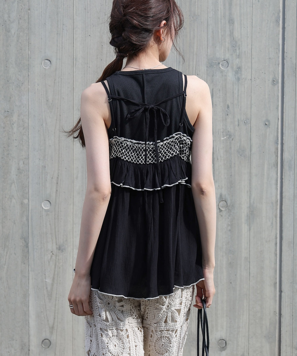 レーヨンクレープスモッキングキャミソール