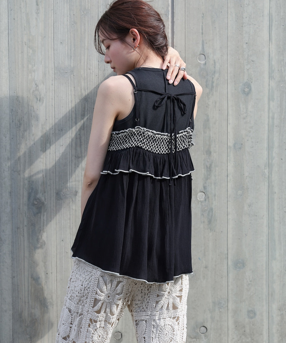 レーヨンクレープスモッキングキャミソール