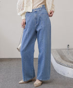 【S・M・Lサイズ展開】ウエスト切替デニムパンツ