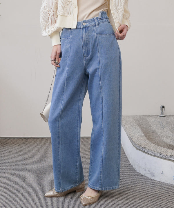 【S・M・Lサイズ展開】ウエスト切替デニムパンツ