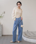 【S・M・Lサイズ展開】ウエスト切替デニムパンツ