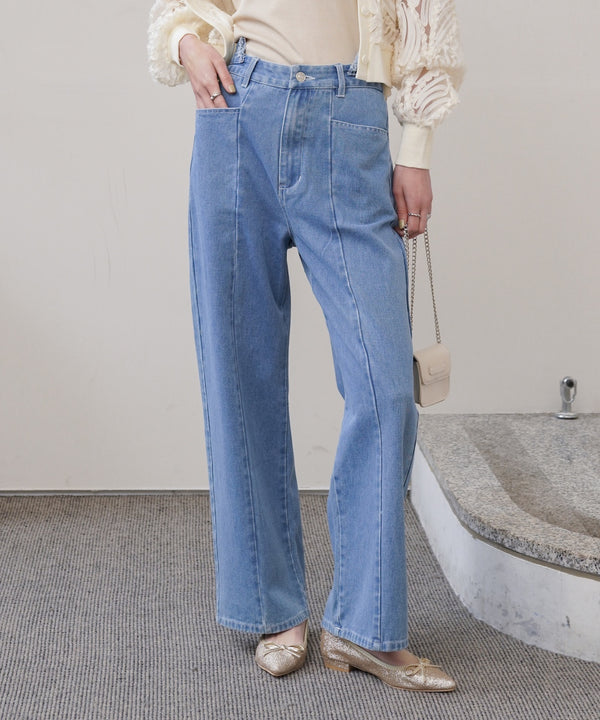 【S・M・Lサイズ展開】ウエスト切替デニムパンツ