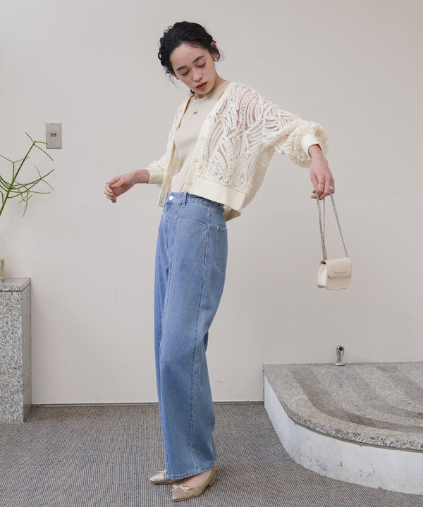 【S・M・Lサイズ展開】ウエスト切替デニムパンツ