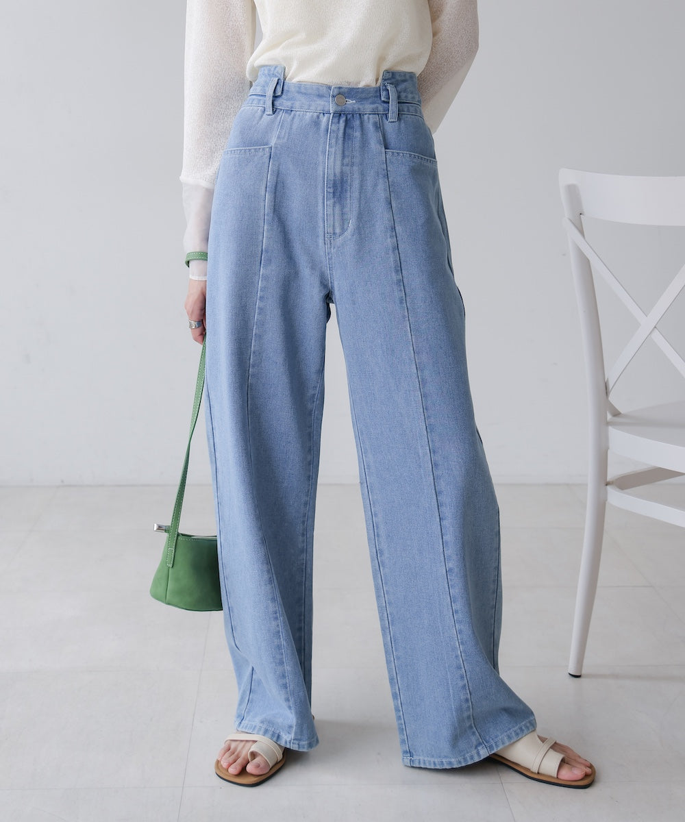 【S・M・Lサイズ展開】ウエスト切替デニムパンツ