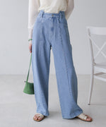 【S・M・Lサイズ展開】ウエスト切替デニムパンツ