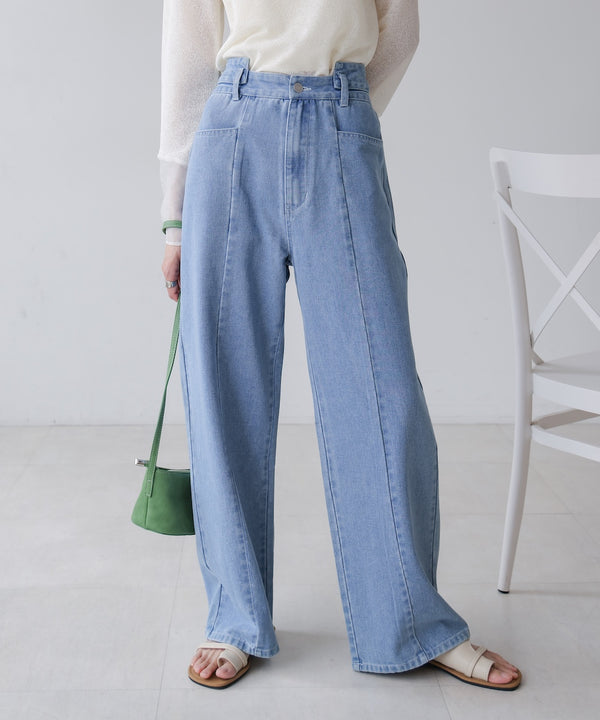 【S・M・Lサイズ展開】ウエスト切替デニムパンツ