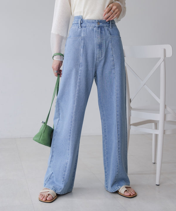 【S・M・Lサイズ展開】ウエスト切替デニムパンツ