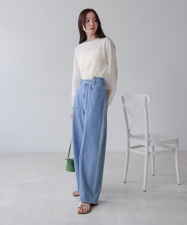 【S・M・Lサイズ展開】ウエスト切替デニムパンツ