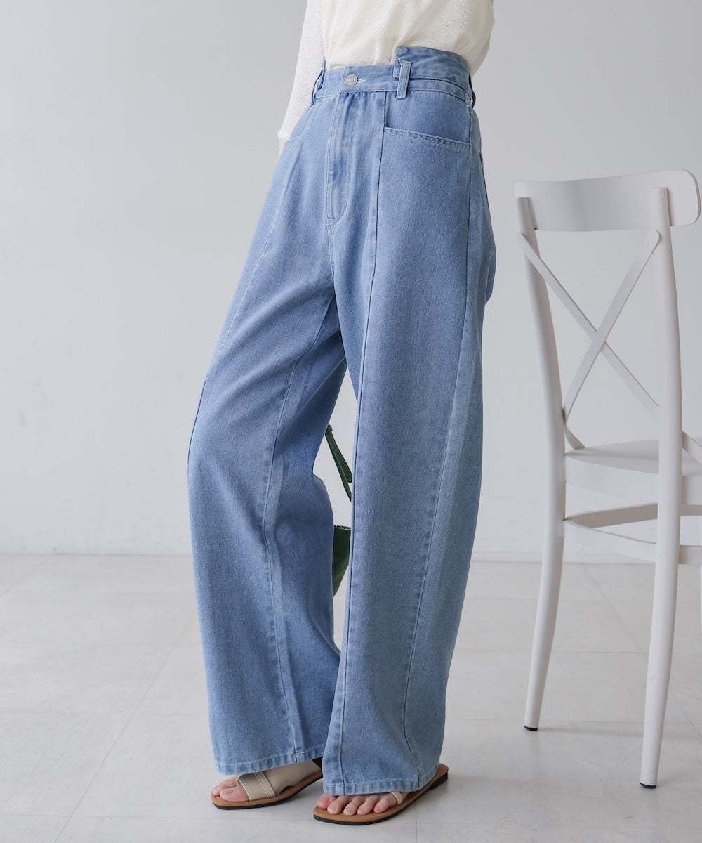 【S・M・Lサイズ展開】ウエスト切替デニムパンツ