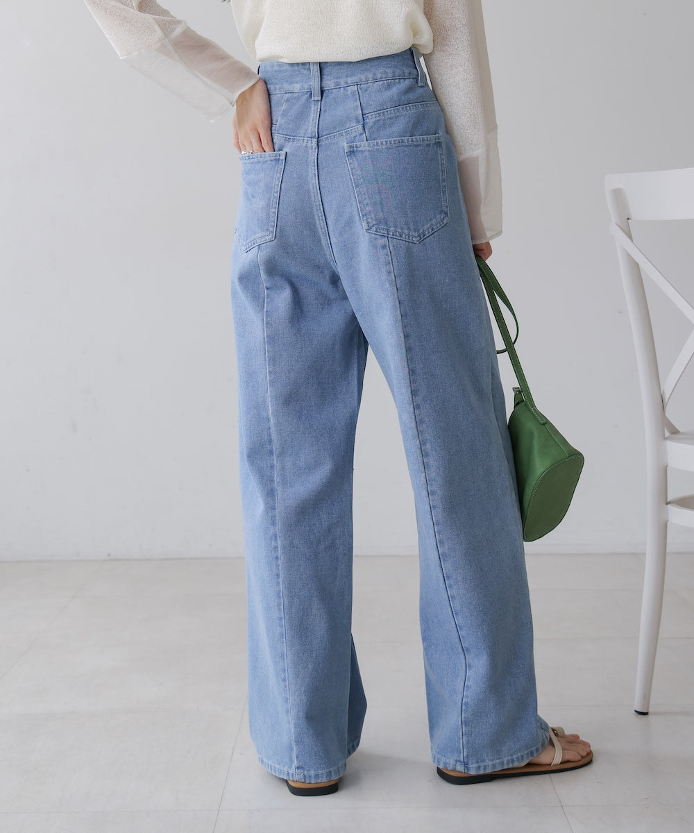 【S・M・Lサイズ展開】ウエスト切替デニムパンツ