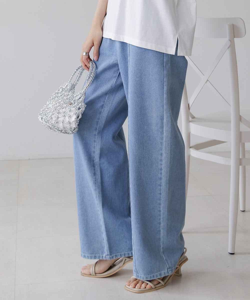 【S・M・Lサイズ展開】ウエスト切替デニムパンツ