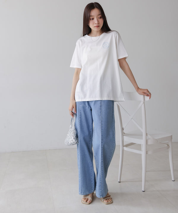 【S・M・Lサイズ展開】ウエスト切替デニムパンツ