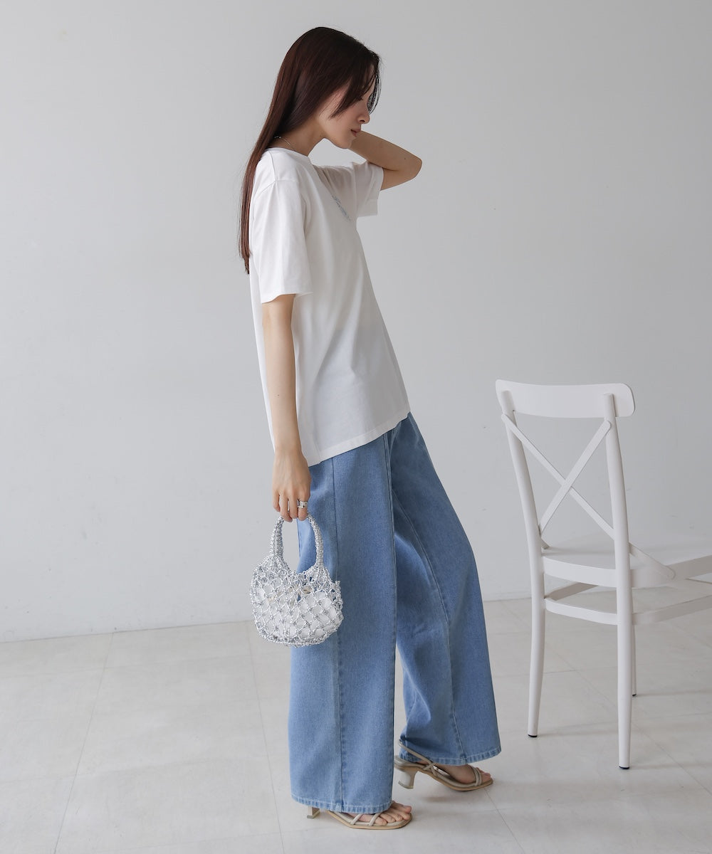 【S・M・Lサイズ展開】ウエスト切替デニムパンツ