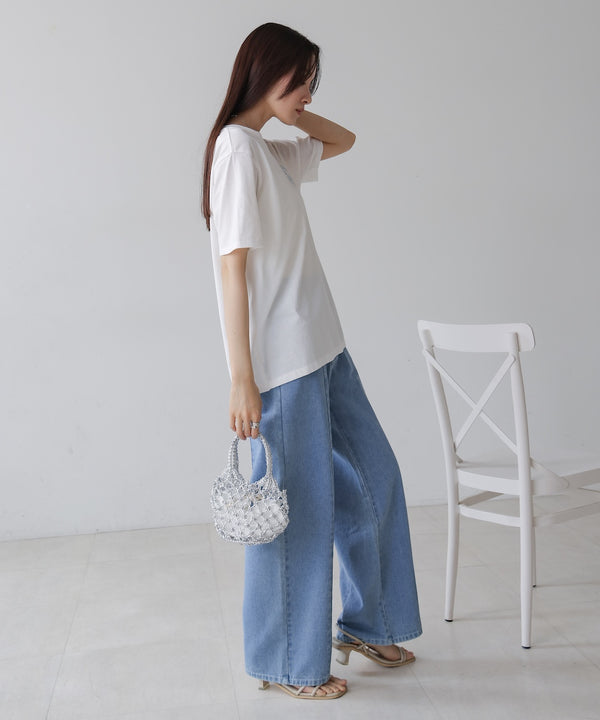 【S・M・Lサイズ展開】ウエスト切替デニムパンツ