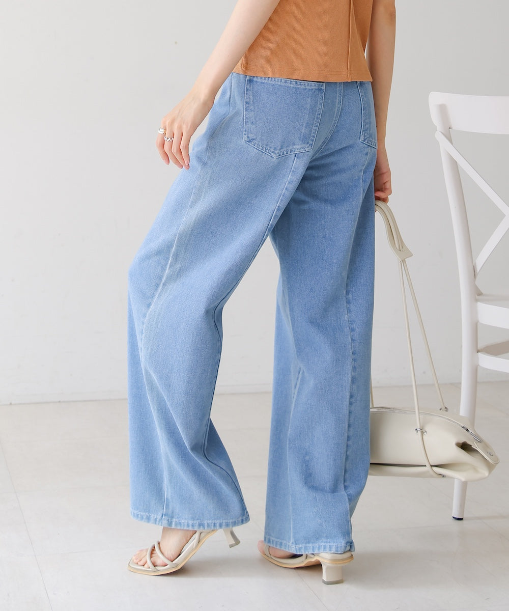 【S・M・Lサイズ展開】ウエスト切替デニムパンツ