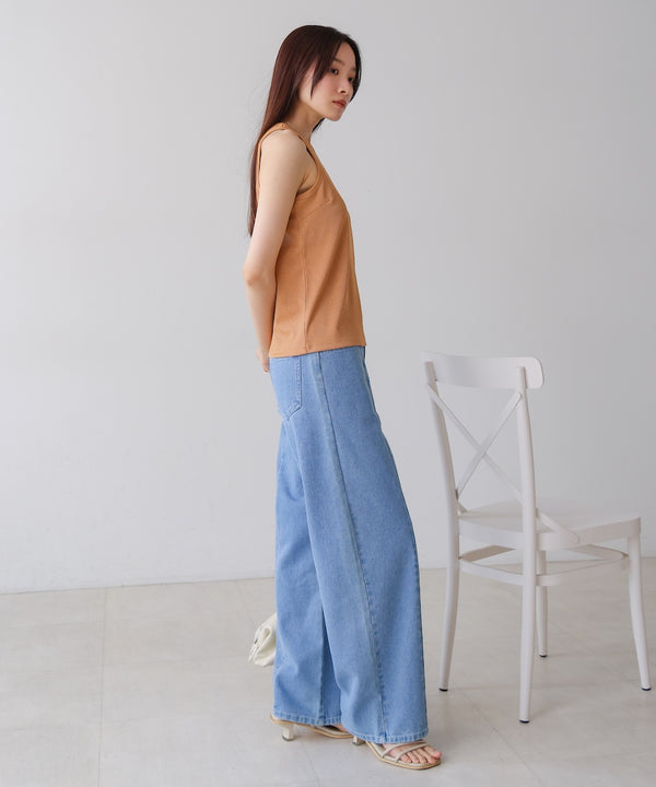 【S・M・Lサイズ展開】ウエスト切替デニムパンツ