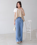 【S・M・Lサイズ展開】ウエスト切替デニムパンツ