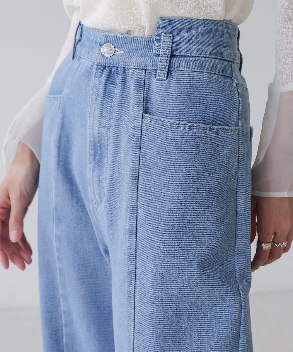 【S・M・Lサイズ展開】ウエスト切替デニムパンツ