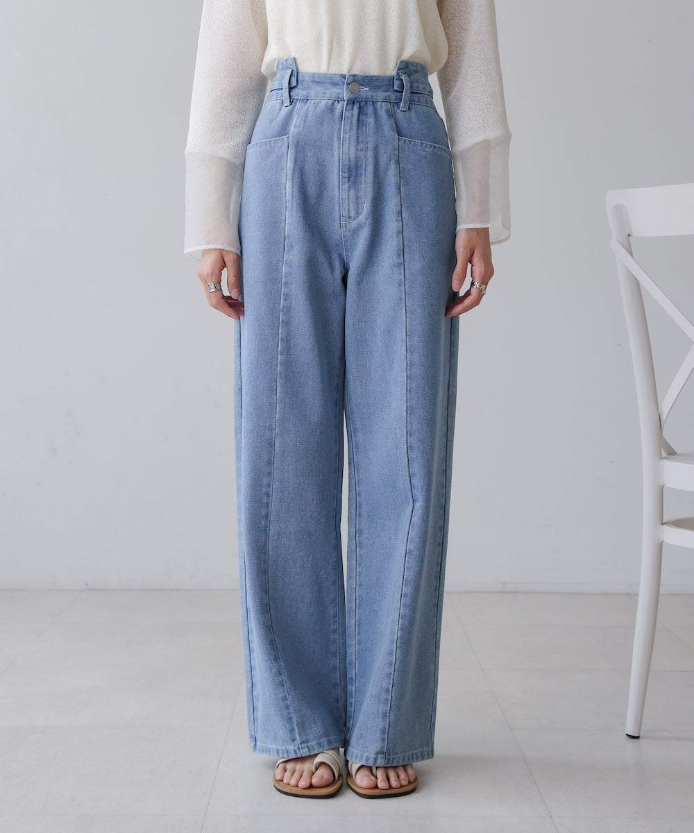 【S・M・Lサイズ展開】ウエスト切替デニムパンツ