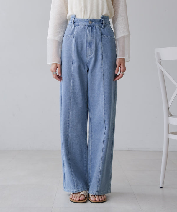 【S・M・Lサイズ展開】ウエスト切替デニムパンツ