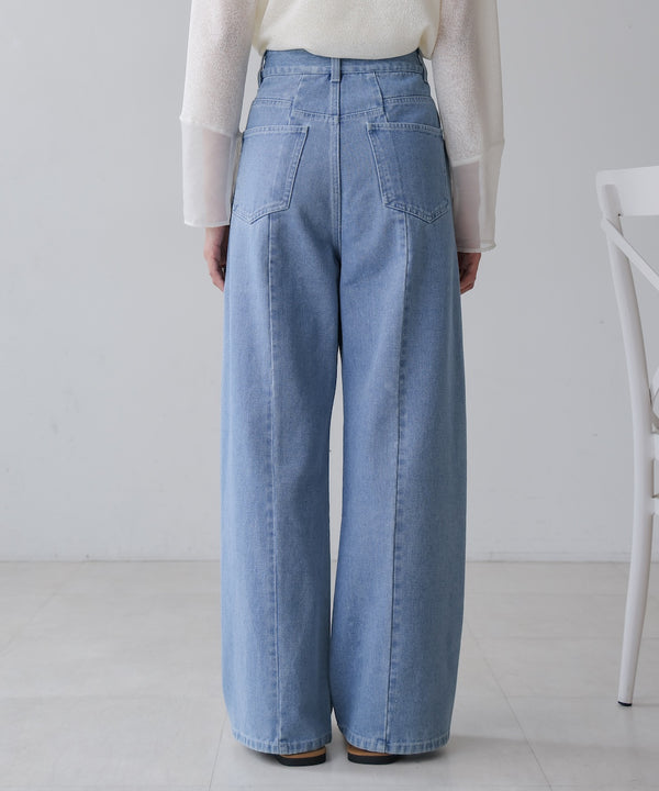 【S・M・Lサイズ展開】ウエスト切替デニムパンツ