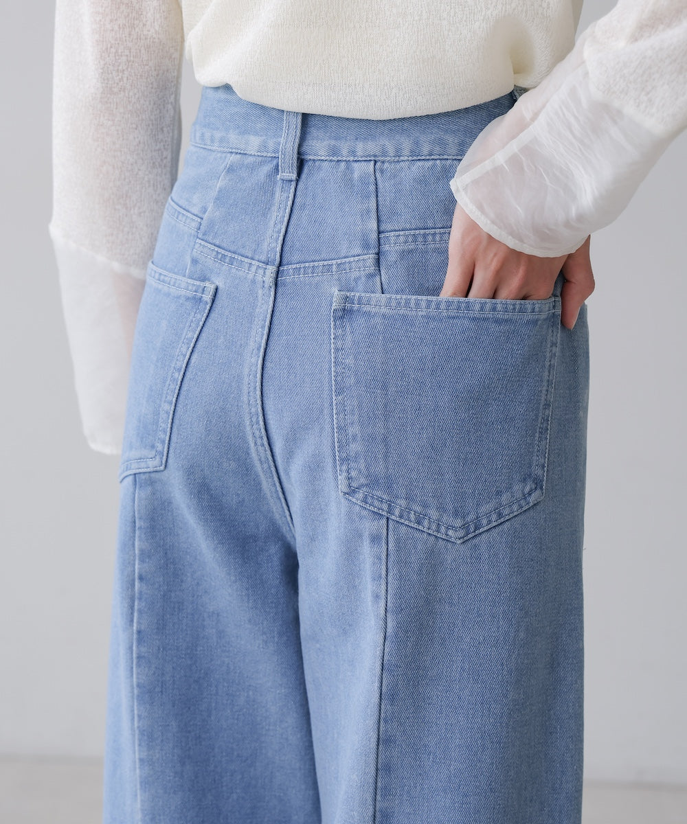 【S・M・Lサイズ展開】ウエスト切替デニムパンツ