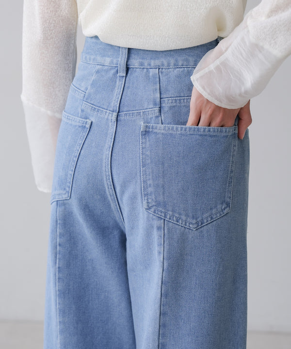 【S・M・Lサイズ展開】ウエスト切替デニムパンツ