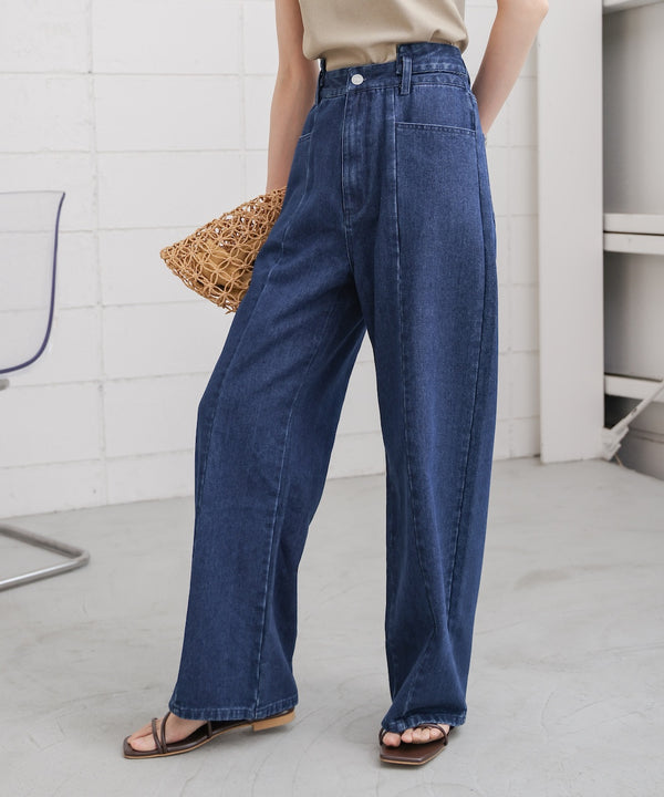 【S・M・Lサイズ展開】ウエスト切替デニムパンツ