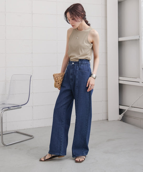 【S・M・Lサイズ展開】ウエスト切替デニムパンツ