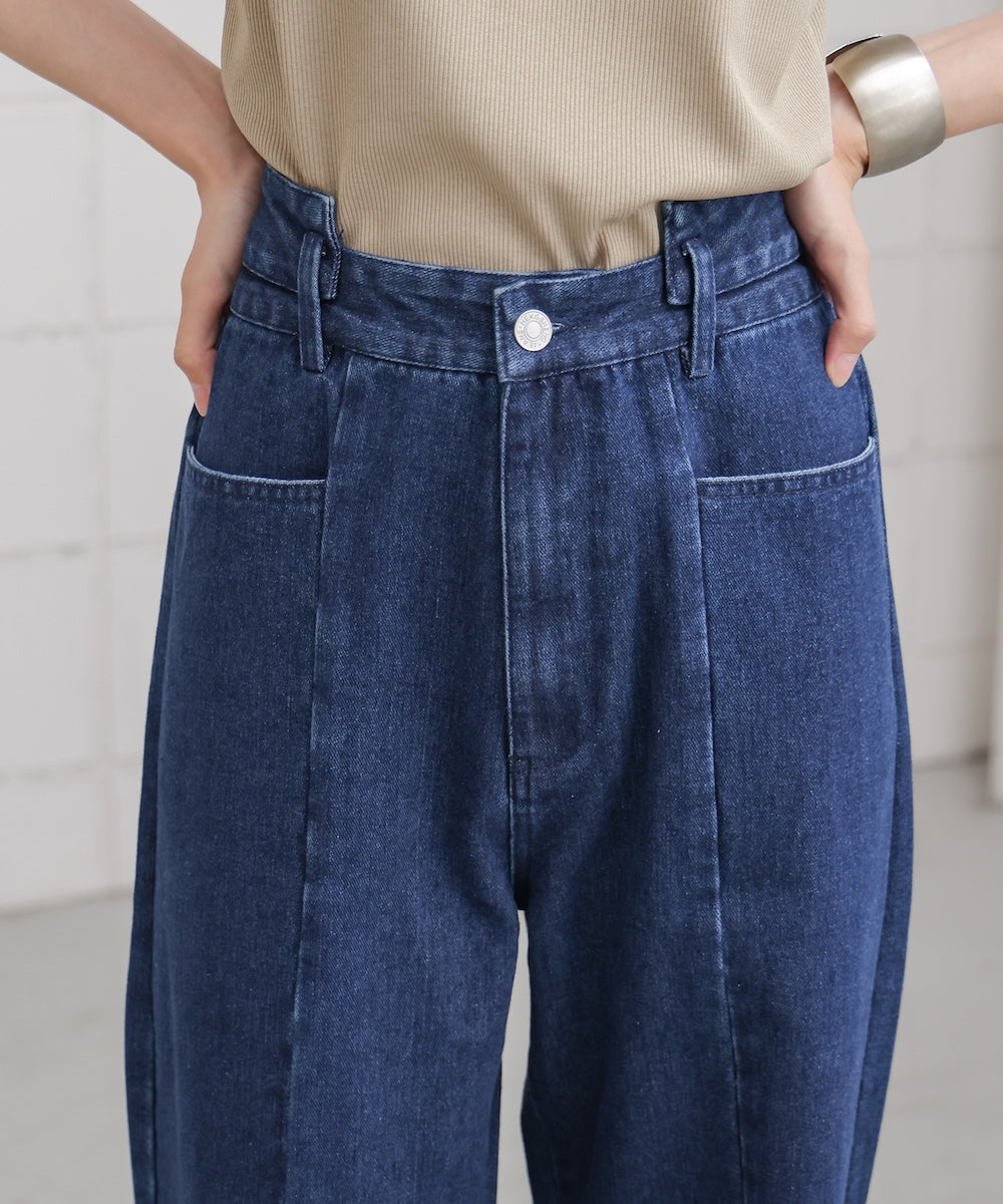 【S・M・Lサイズ展開】ウエスト切替デニムパンツ