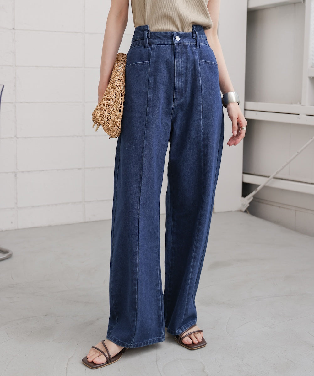 【S・M・Lサイズ展開】ウエスト切替デニムパンツ