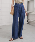 【S・M・Lサイズ展開】ウエスト切替デニムパンツ