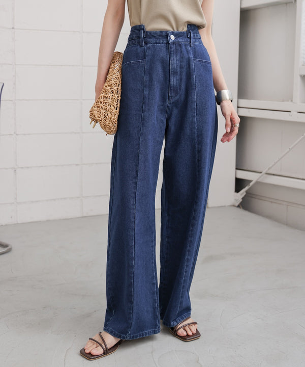 【S・M・Lサイズ展開】ウエスト切替デニムパンツ