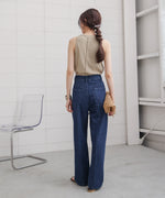 【S・M・Lサイズ展開】ウエスト切替デニムパンツ