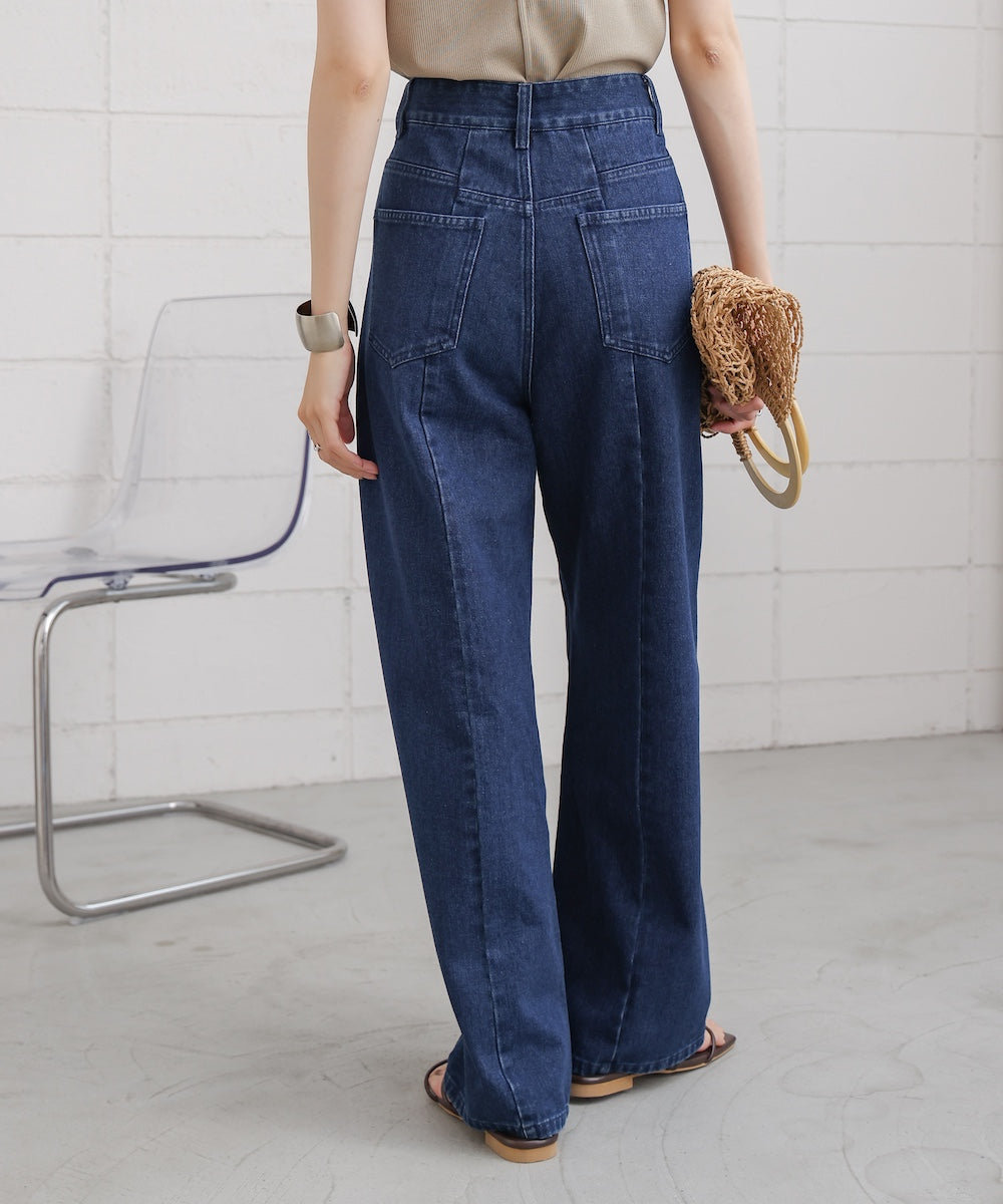 【S・M・Lサイズ展開】ウエスト切替デニムパンツ