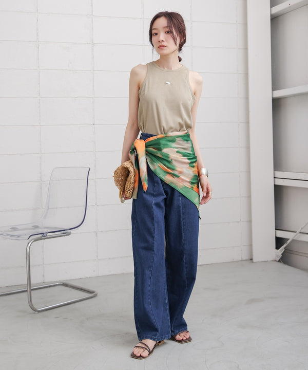 【S・M・Lサイズ展開】ウエスト切替デニムパンツ