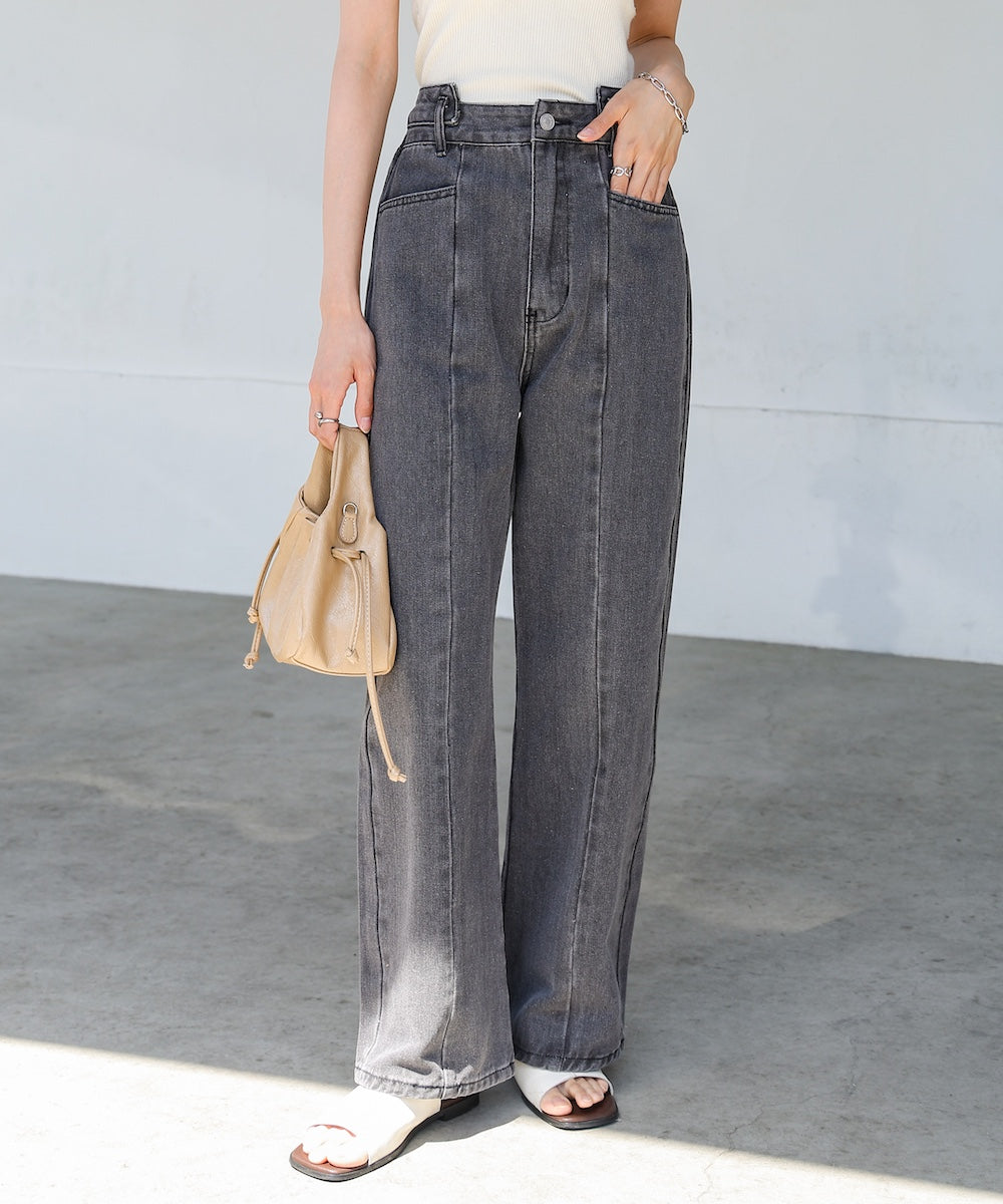 【S・M・Lサイズ展開】ウエスト切替デニムパンツ