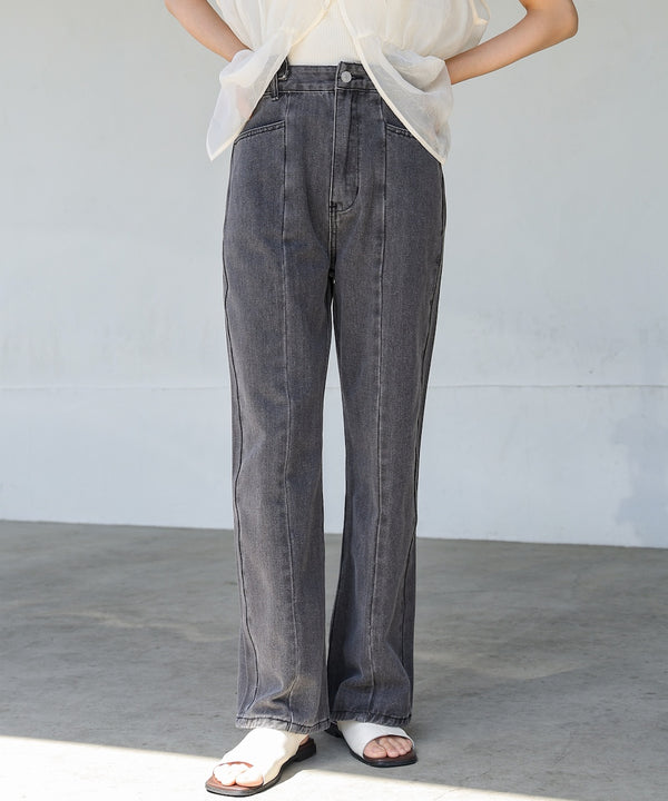 【S・M・Lサイズ展開】ウエスト切替デニムパンツ